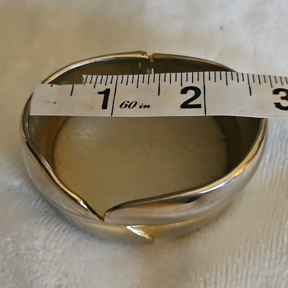 Vintage Silvertone Chunky Baddie Statement Clamper Bracelet